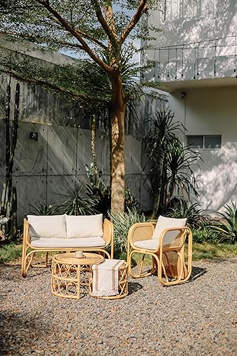 Miniatura 5 de Nordlys Juego de 2 mesas de centro de ratán natural, exóticas y bohemias para sala de estar