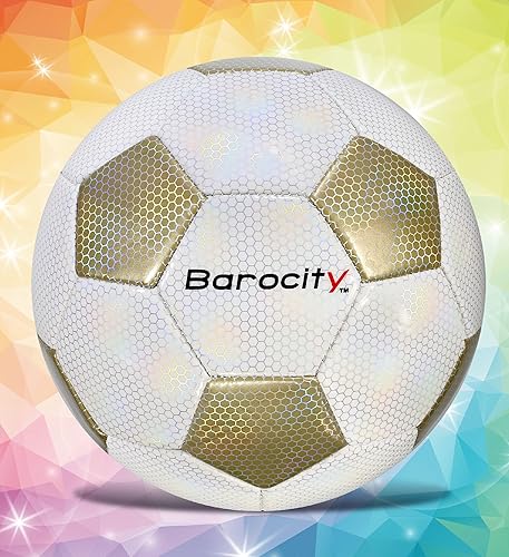 Miniatura 5 de Balón de fútbol Pelota oficial de primera calidad para niño y niña con genial patrón hexagonal iridiscente iridiscente de arcoíris, duradero, para