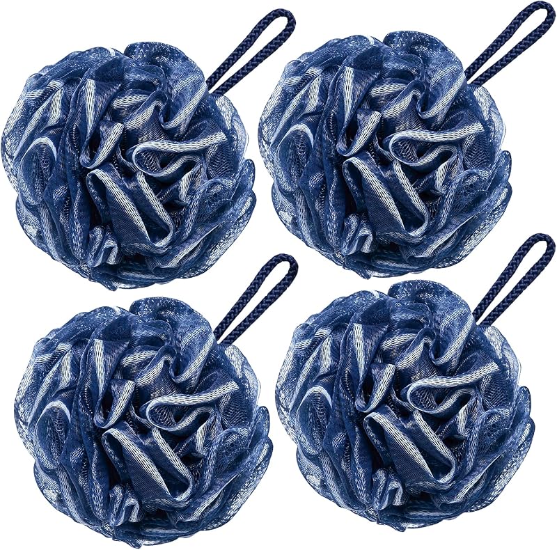 VANZAVANZU Bucha de Banho em Tela Azul-marinho, 80 g, Pacote com 4