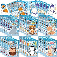 Winter Themed Decorative Sticker Sheets with Cute Animal Characters, 8 Designs * 2 Sheets, totaling 16 Sheets