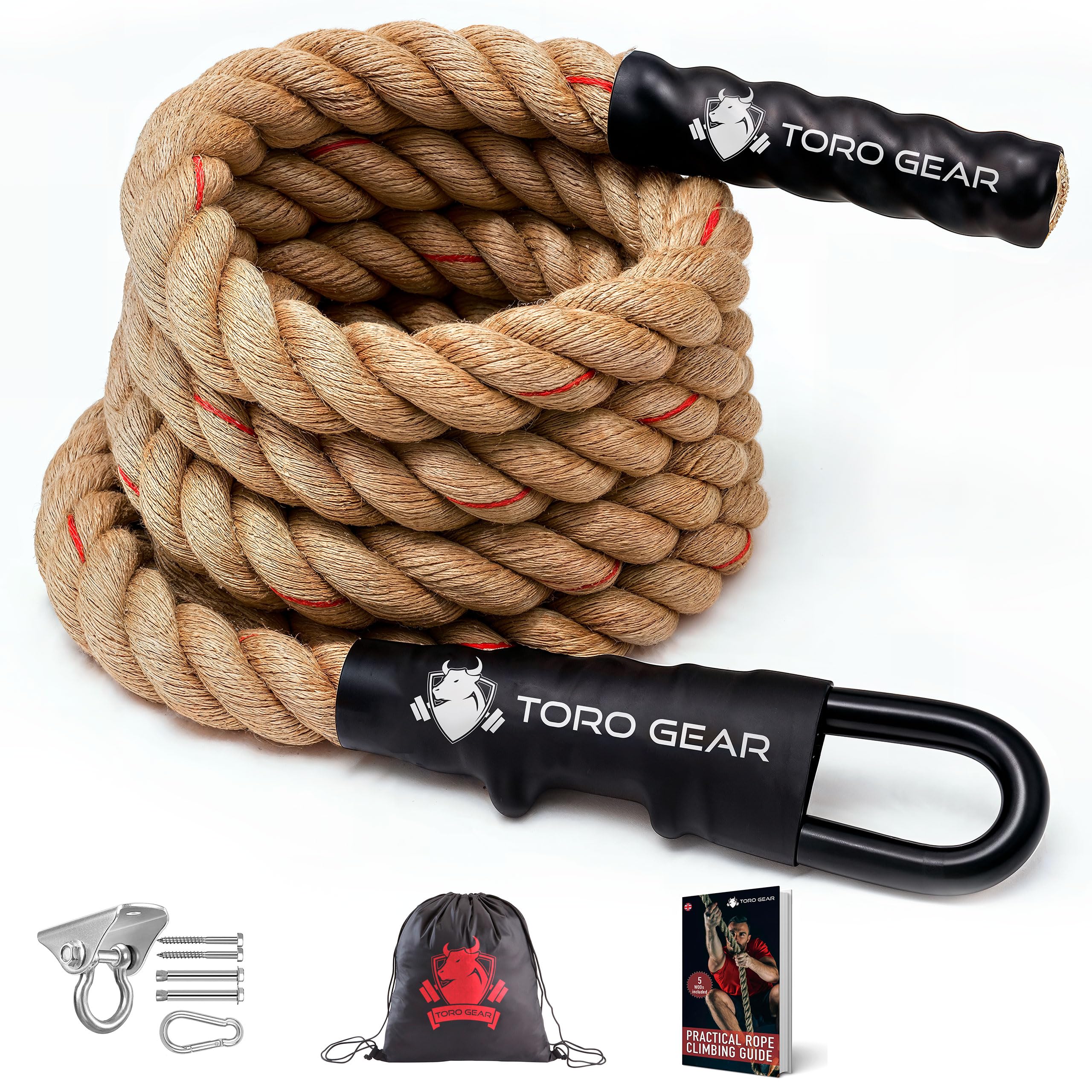 1.5" diameter Gym Climbing Rope, 10-19.7 ft length–Xfit Rope, Battle Rope for Gyms,cross training,Firefighters-with Hook included, for Outdoor, Fitness, and Strength Training" (1.5" X 13.1 ft)