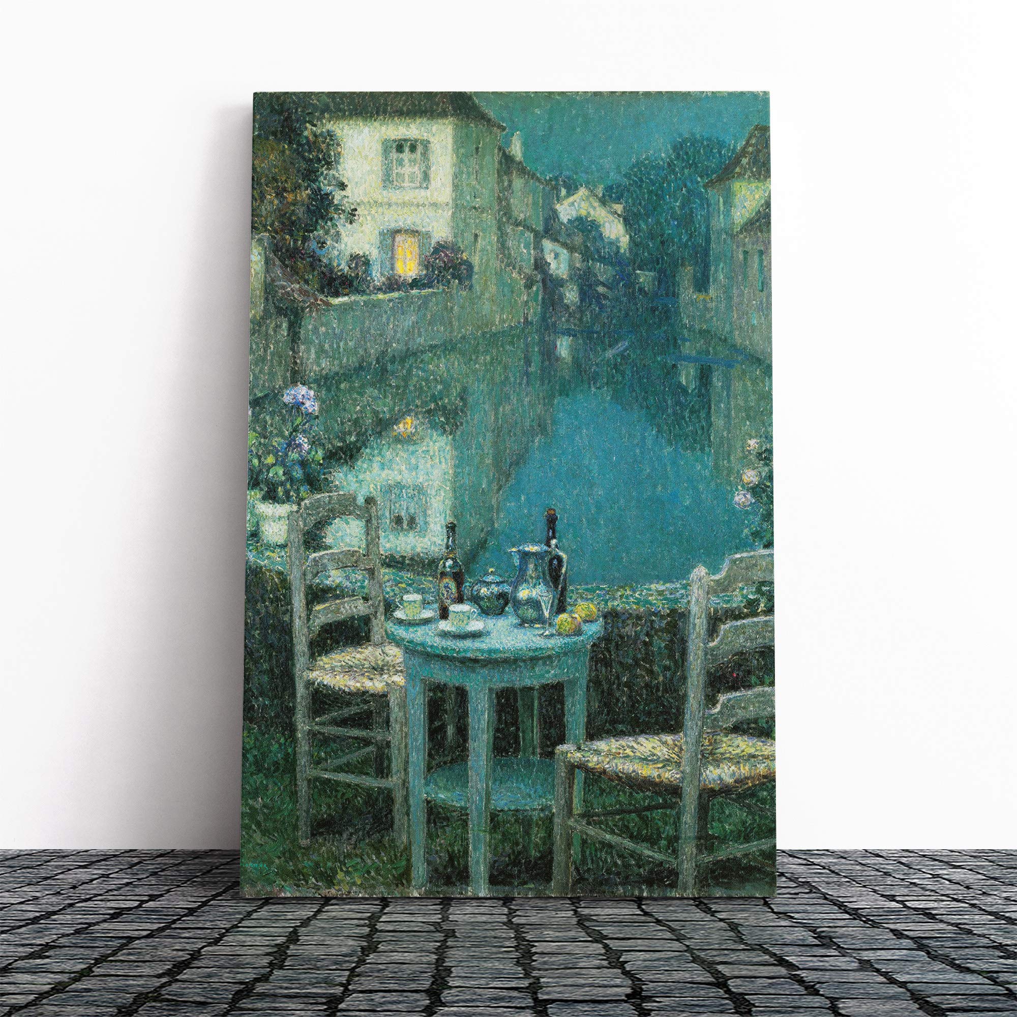 Henri Le Sidaner Table for Two Canvas Print | Gallery Wrapped 30mm Frame Wall Art | 30x20 inches | Ready to Hang | Modern Picture | Living Room Bedroom Lounge Office