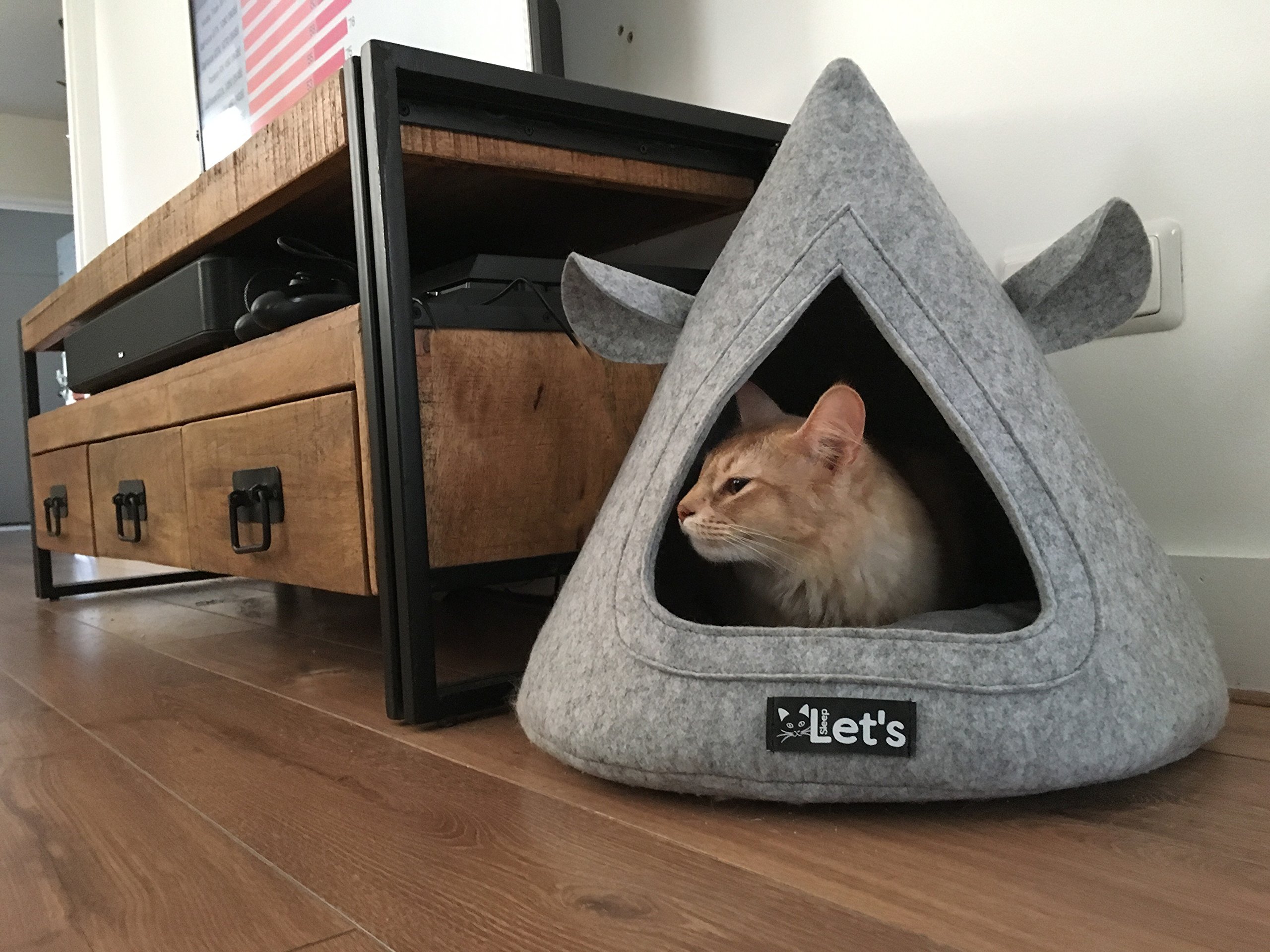 Glooke Selected Lets Sleep Pet Cave Teepee Cushion Bed Pyramid Grey, Multicoloured, One Size, Multi-coloured - Image 2