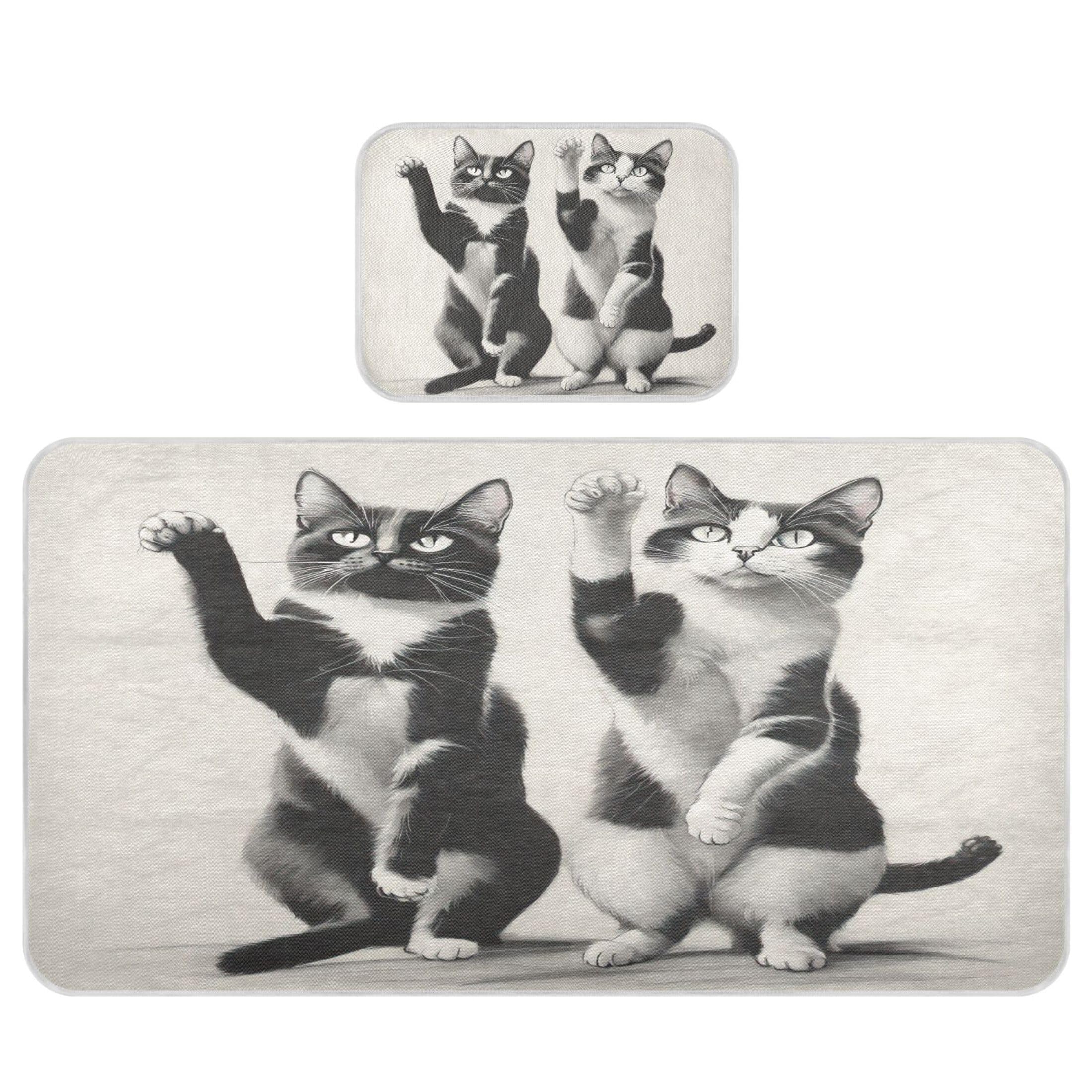 Burbuja Baby Cooling Mat Black White Cats Bed Pad Ice Silk Cool Mat for Crib Mattress, Sleeping Pad with Pillowcase for Girl Boy, 28x52 in