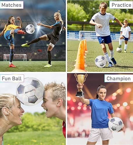 Miniatura 3 de Balón de fútbol premium para niños y niñas, balón oficial de partido con patrón hex arcoíris reflectante, duradero, para interiores, exteriores,