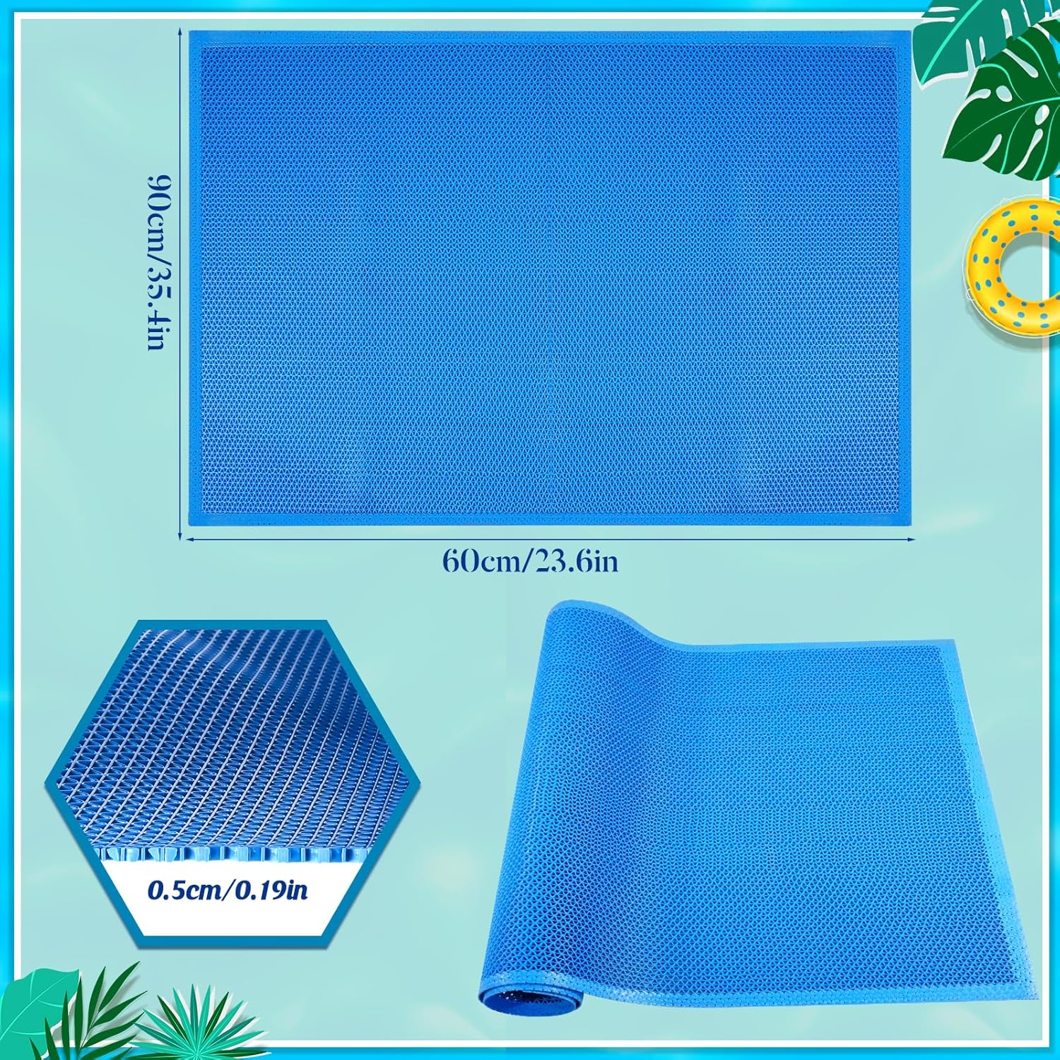 2 Rolls Swimming Pool Ladder Mat Non-Slip with Hollow Design - 24x36Inch Pool Step Mat for Above Ground/Inground Swimming Pool Steps(Blue)
