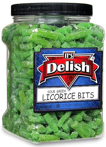 Its Delish - Brocas de regaliz verde manzana ácida, tarro jumbo de 2.5 libras (40 onzas), estilo original, sabor a manzana verde ácida, gran regalo,