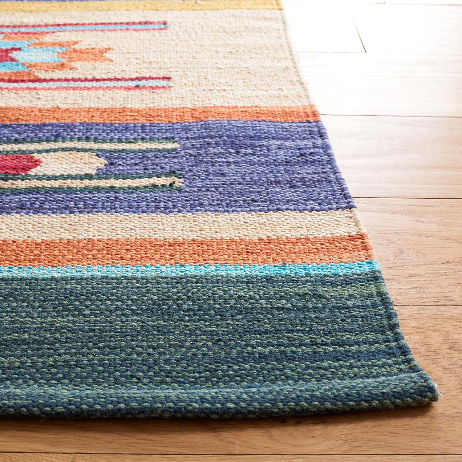 Handmade Grey and Olive Cotton Geometric 5' x 8' Rug