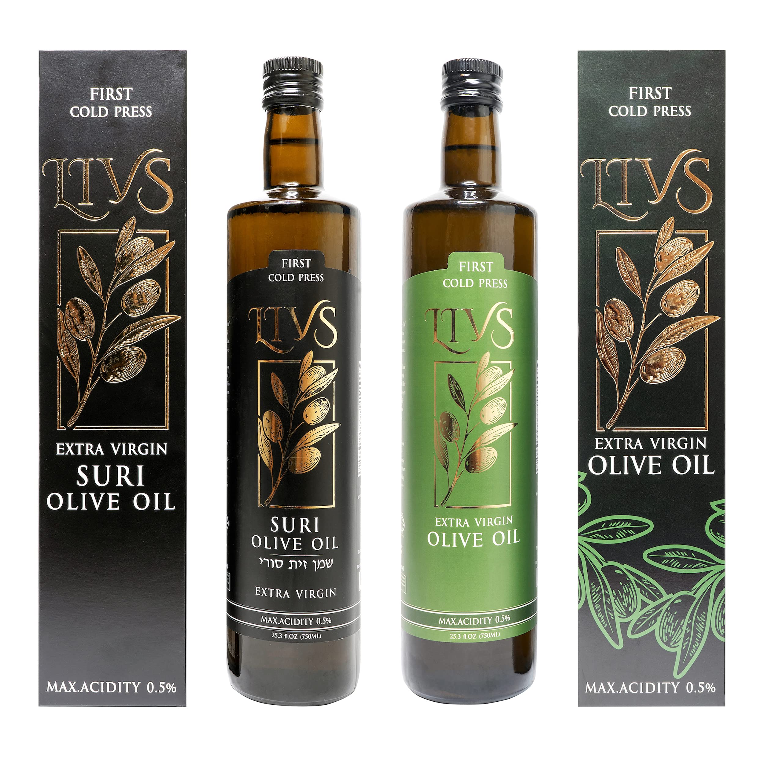 LIVS Olive Oil Extra Virgin - Extra Virgin Olive Oil Cold Pressed, Pure Olive Oil High in Polyphenols, Bulk Olive Oil Gift Set, Cooking Oil Olive, Non-GMO (Original+Suri Blends)