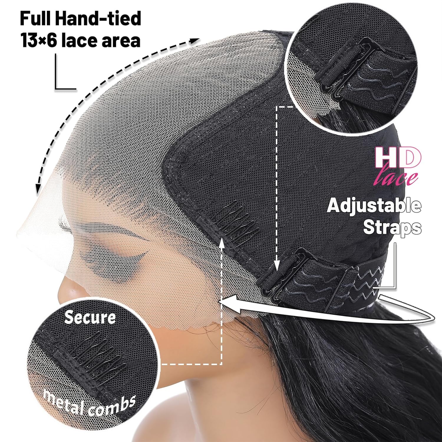 26Inch Natural Black wig 13×6 Lace Front Wigs Pre Plucked Glueless Wigs Synthetic wig Transparent Lace Front Wigs for Black Women Beginner Friendly