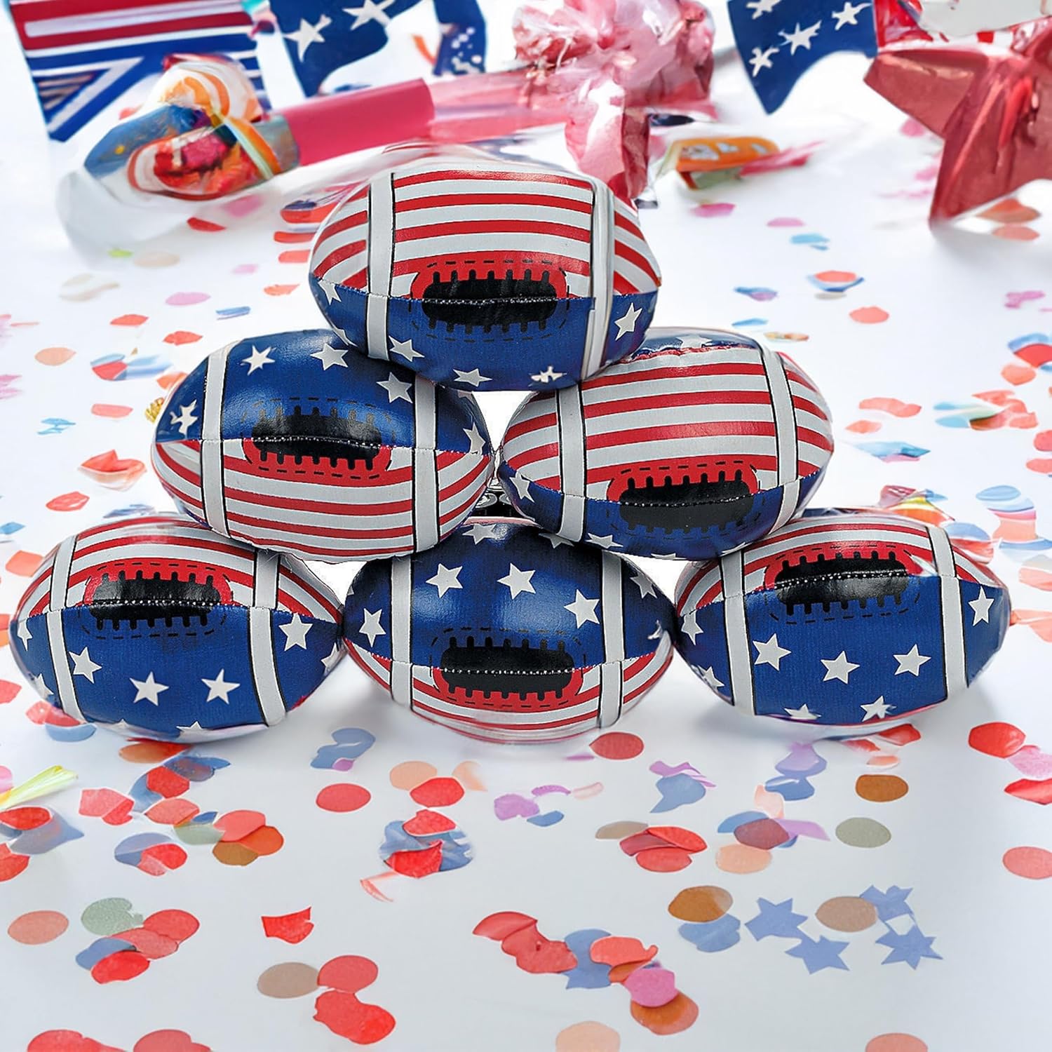 Fun Express USA Stars & Stripes Patriotic Footballs for Fourth of July (Set of 12)