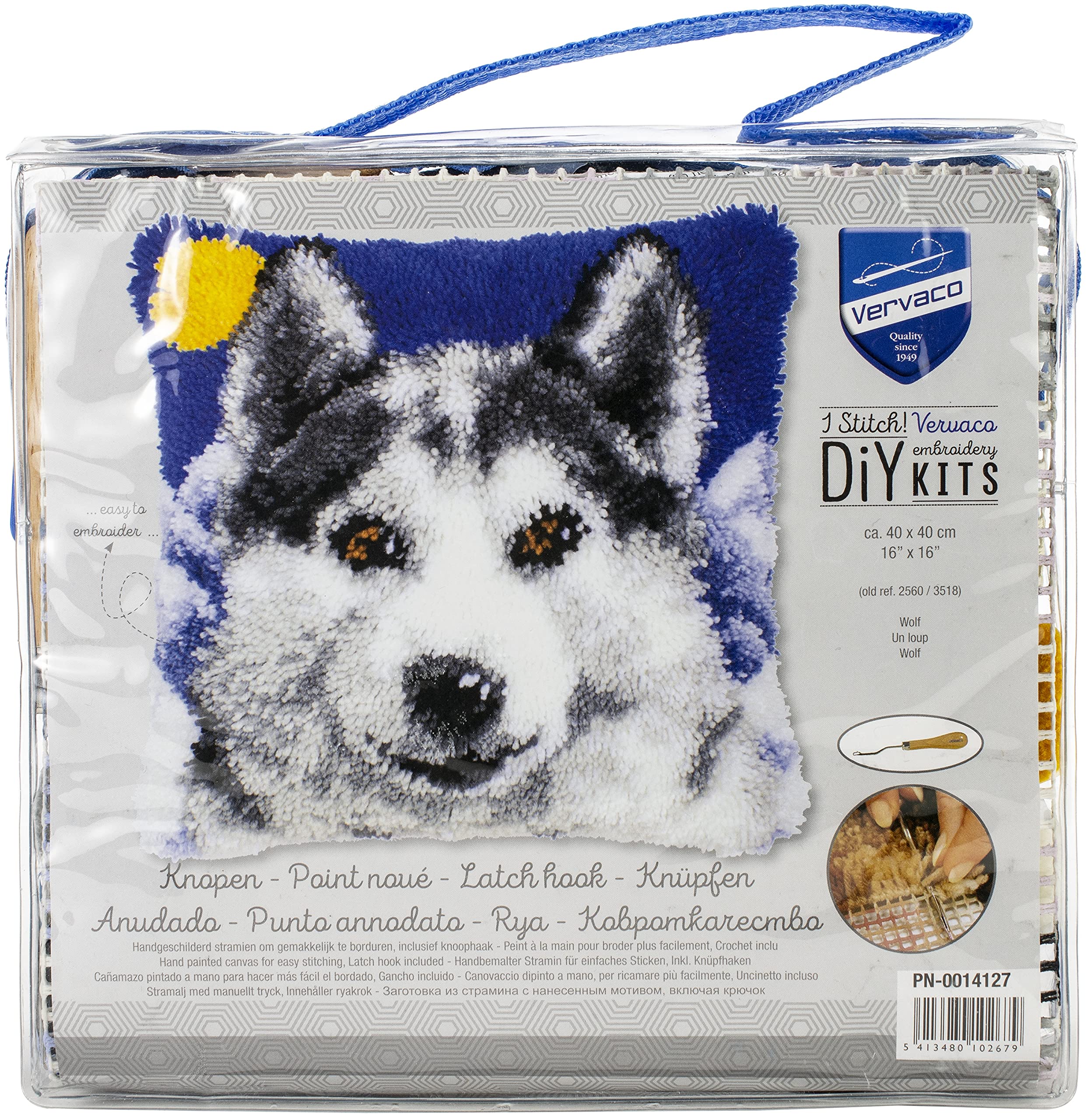 Vervaco Wolf Latch Hook Cushion, Multi-Colour
