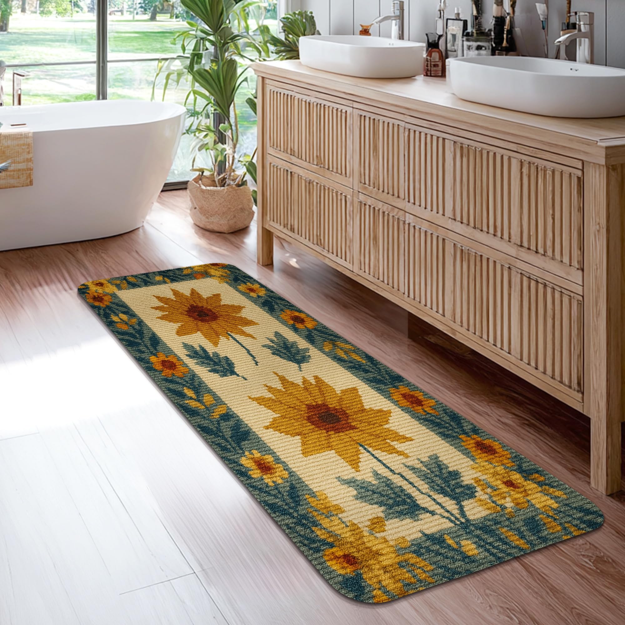 Tapis de couloir rectangulaire en éponge douce à poils courts
