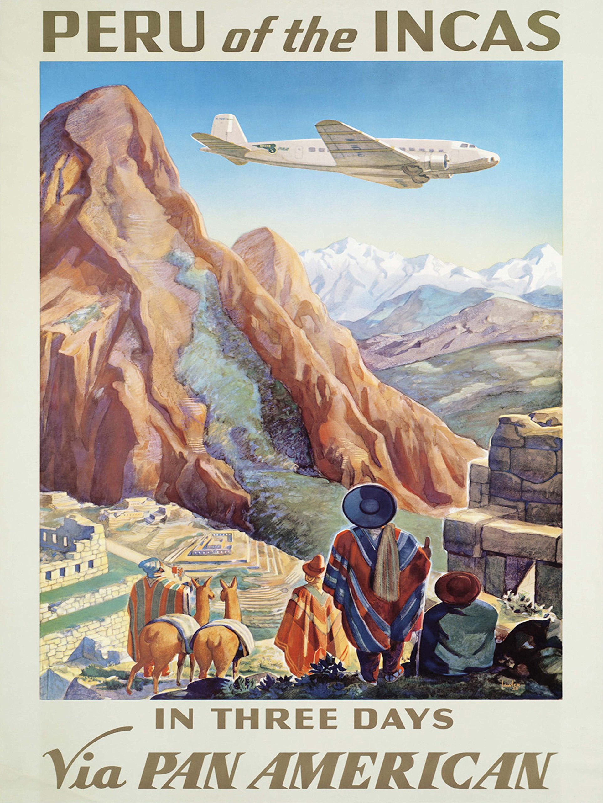 Wee Blue Coo Travel Peru Inca Mountain Andes Temple Ruin Llama Native Usa Poster 30X40 Cm 12X16 In Bb7604B