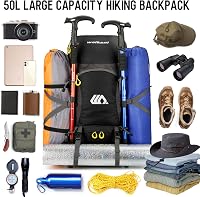 Mingfuxin 50L Vízálló Túrahátizsák - Unisex Trekking Hátizsák Esővédővel, Túrázáshoz, Hegymászáshoz, Kempingezéshez és Utazáshoz 2