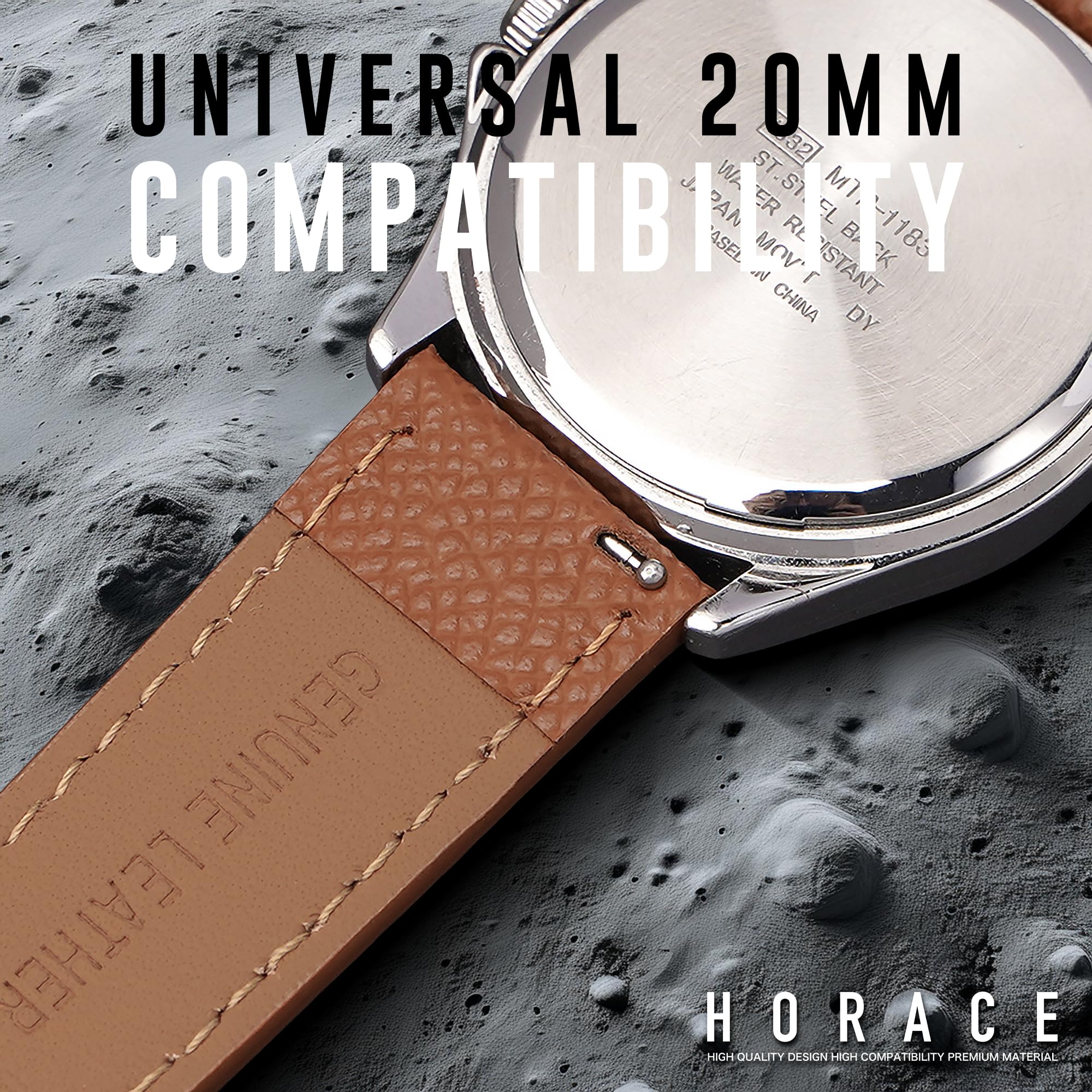 HORACE Cinturino per orologio in pelle martellata a sgancio rapido universale compatibile con Omega x Swatch MoonSwatch 20mm
