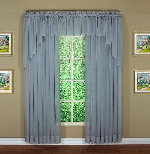 Miniatura 8 de Today's Curtain Emelia Cenefa de gasa original de 14 pulgadas, gris, 60 pulgadas de ancho x 14 pulgadas de largo
