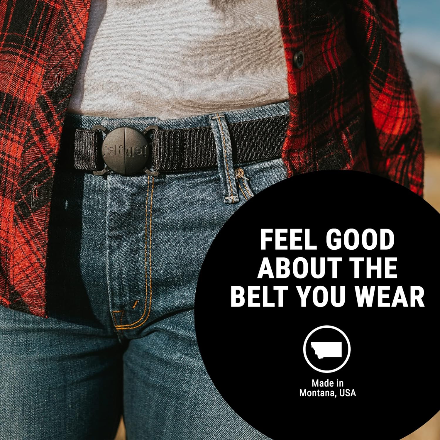 Jelt Unisex Black Elastic Medium Belt