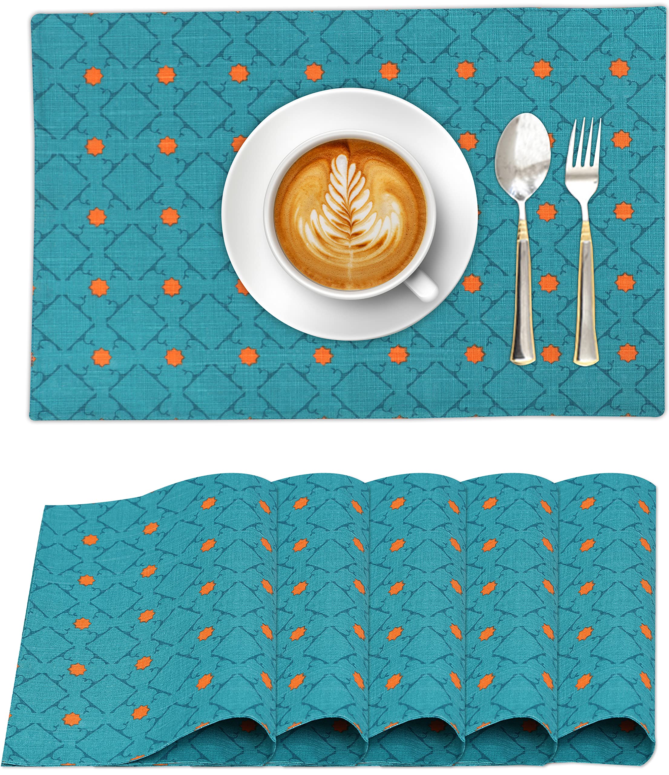Ruvanti Placemats 100% Cotton 13x19 Inch, Dining Table Placemats Set of 6, Modern Place Mats for Dining Table Decor, Kitchen & Table Linens, Coffee Mat for Christmas Dinners - Combo