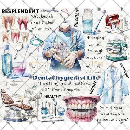 Miniatura 2 de Dental Hygienist Tumbler Sublimation Wrap, Tooth Tumbler Transfer, Teeth, RDH, Toothbrush, Ready to Press - 20 oz Straight Tumbler Transfer