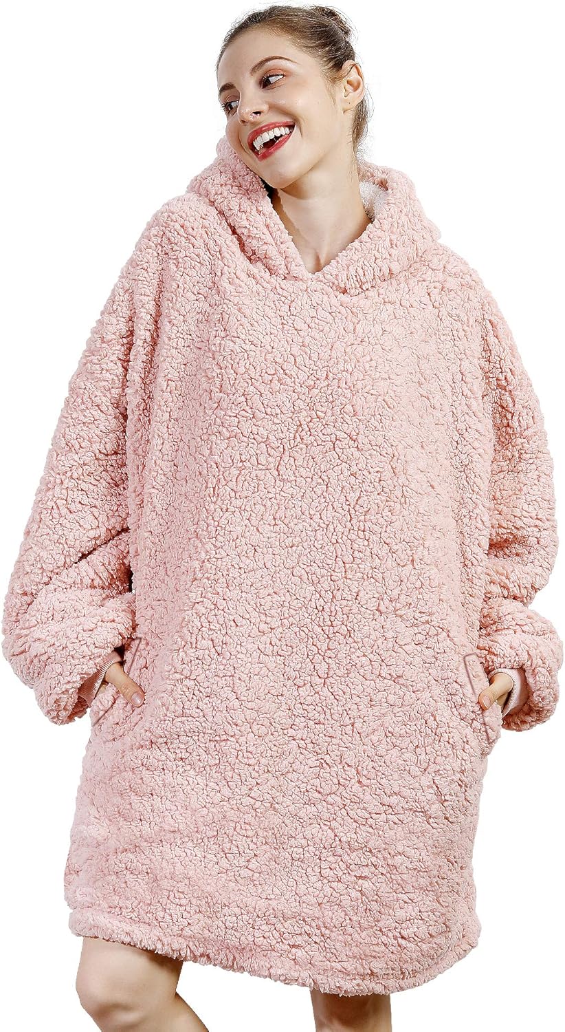 AmyHomie Blanket Sweatshirt,Oversized Sherpa Hooded Blanket