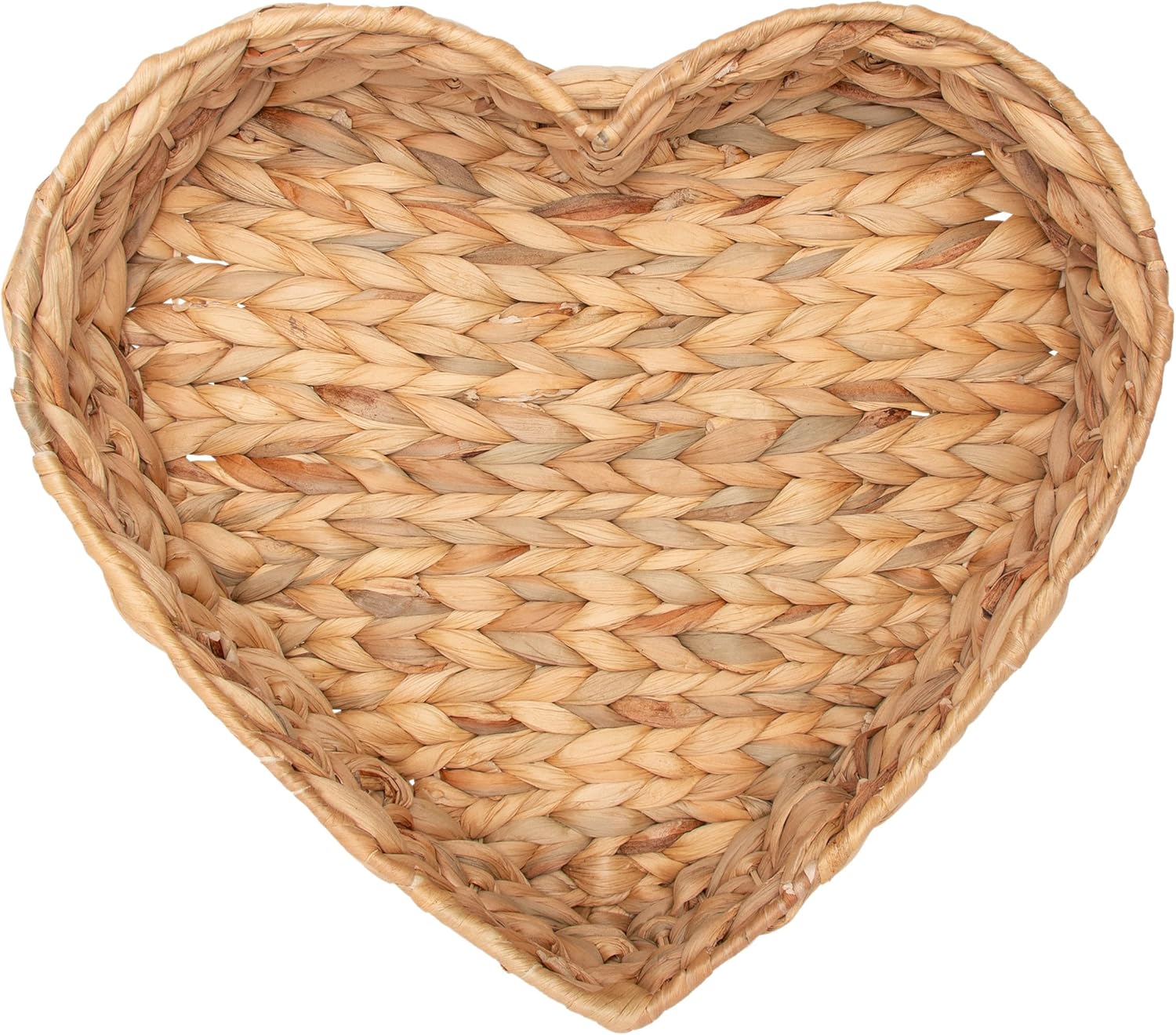 Boston International Heart-Shaped Water Hyacinth Baskets — Decorative Storage Trays — Set for Tabletop or Entryway Display, 2 Sizes, Hearts