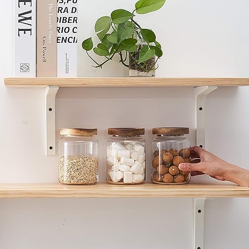 Miniatura 3 de KMwares 3 frascos de vidrio transparente para alimentos (28 onzas x 3) con tapas de madera de acacia herméticas para almacenamiento de cocina, baño,