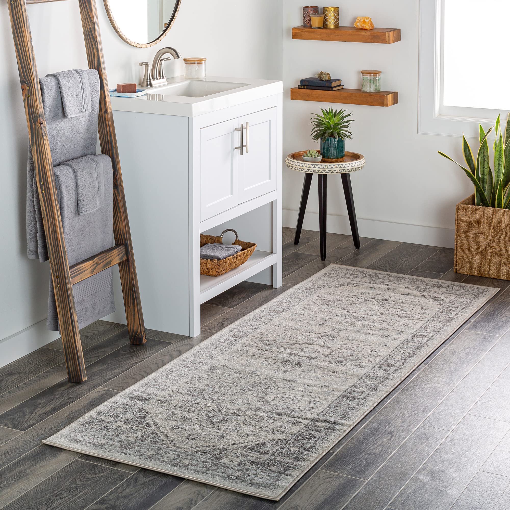 Livabliss Farah Khartoum Vintage Runner 80x220 cm – Scandi Boho Traditional Pattern for Hallway & Living Space, Easy Care, Grey & Beige