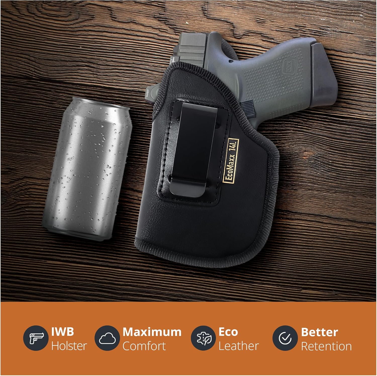 Holster for Micro-Compact Guns (Glock 43, Kahr PM45, Ruger LC9), Eco-Leather IWB, Concealed Carry, Optic Ready, Laser & Flashlight Compatible by MaxxCarry