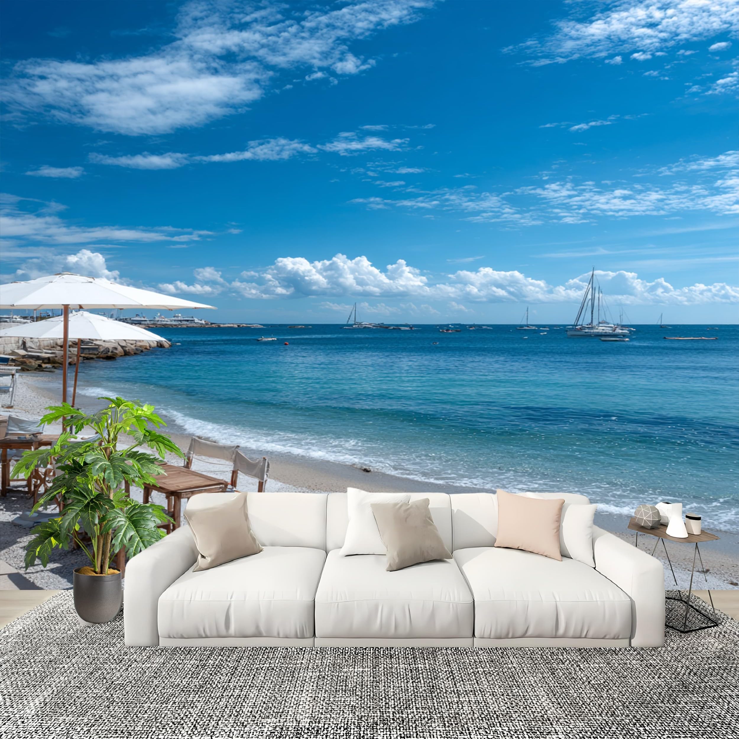 Papier peint ciel bleu pour salon poster mural paysage de vacances
