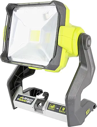 Ryobi P721 One+ 1,800 Lumen 18V Hybrid AC and Lithium Ion Powered Flat Standing LED Work Light with Onboard Mounting Options (Battery and Extension Cord Not Included, Light Only)