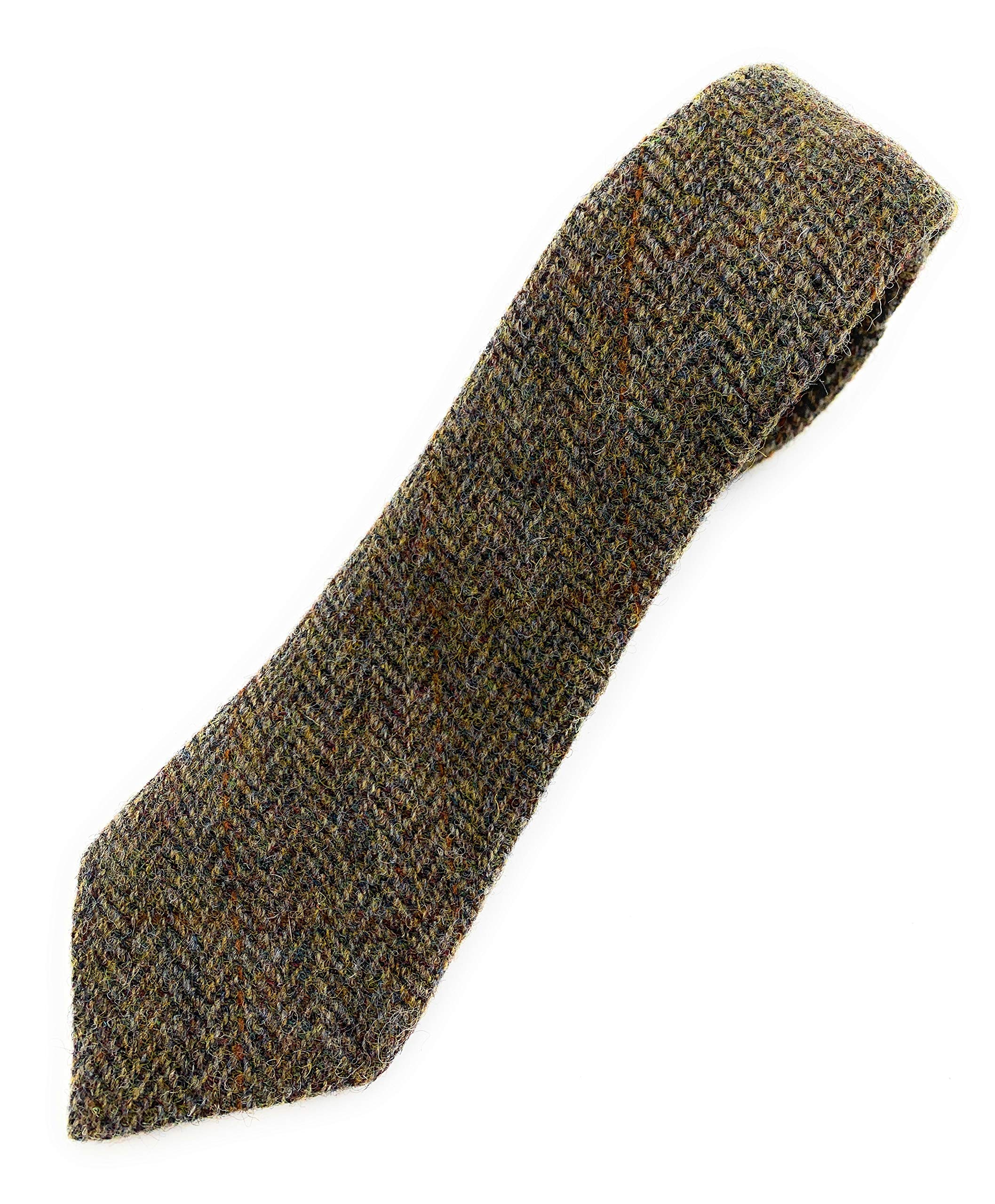 Tartan Tweeds Men's Brown Herringbone Harris Tweed Neck Tie (Brown Herringbone)