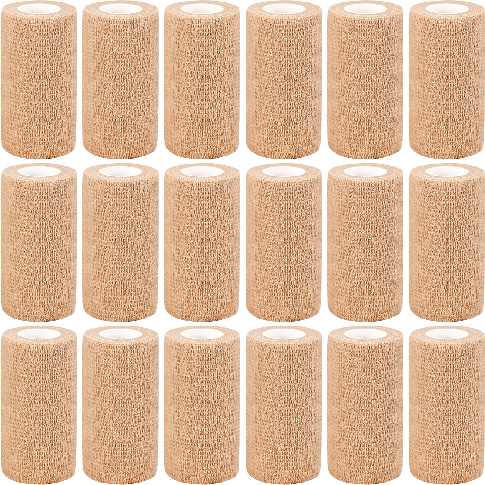 AZEN 18 Pack Self Adhesive Bandage Wrap, 4" X 5 Yards Elastic Cohesive Bandage Wrap, Skin Color Athletic Tape, Ankle Tape, Tattoo Grip Tape Wrap, Vet Wrap