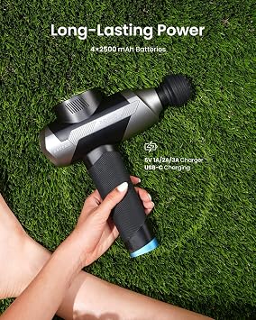 RENPHO Ascend Professional Massage Gun, FSA Eligible HSA, Adjustable 6-12mm Amplitude for Customized Intensity, Deep Tissue Percussion Massager with 5 Speeds, 5 Attachments