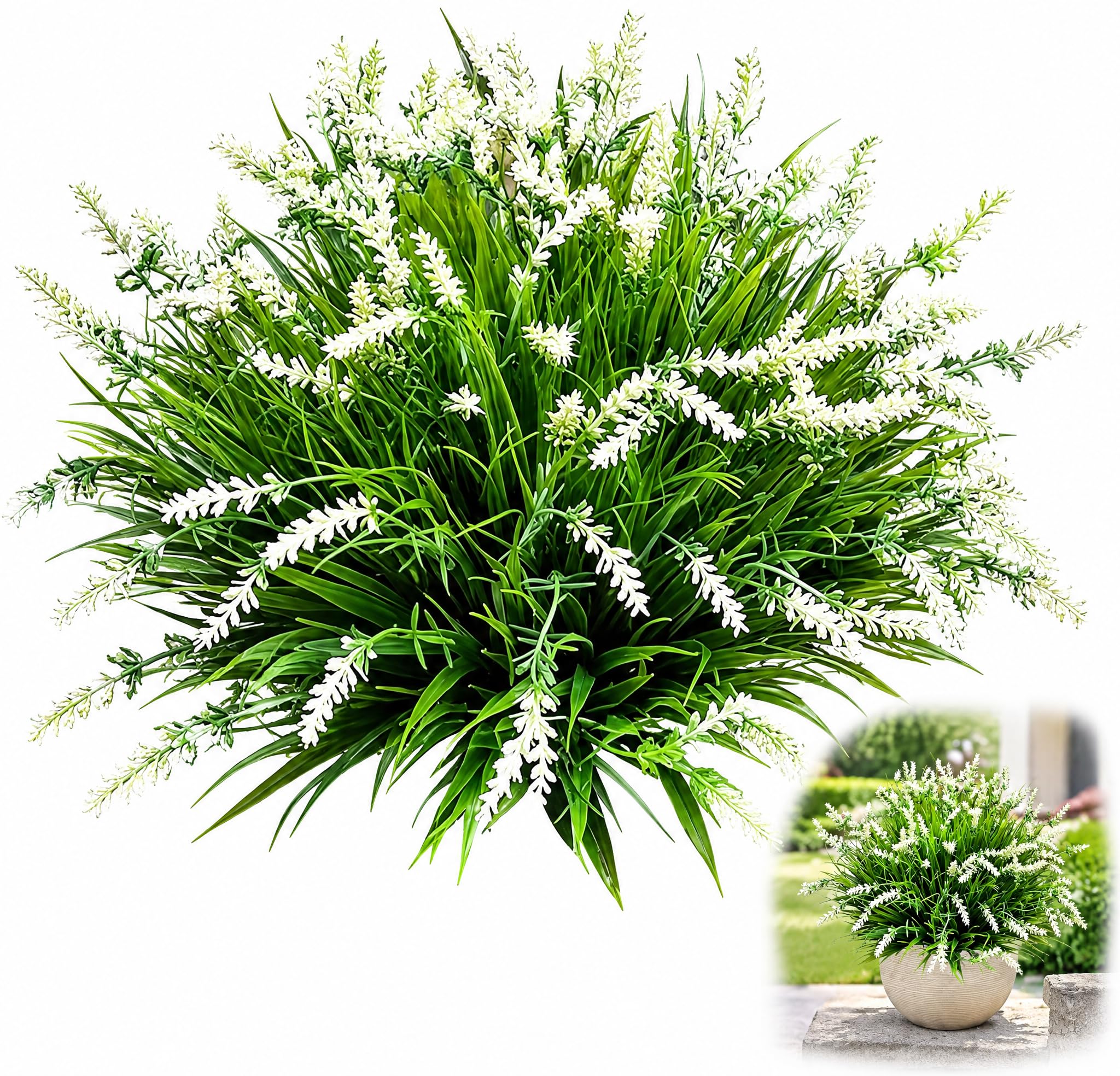 12 Bundles Artificial Flowers Outdoor, Artificial Plants Outdoor (white)