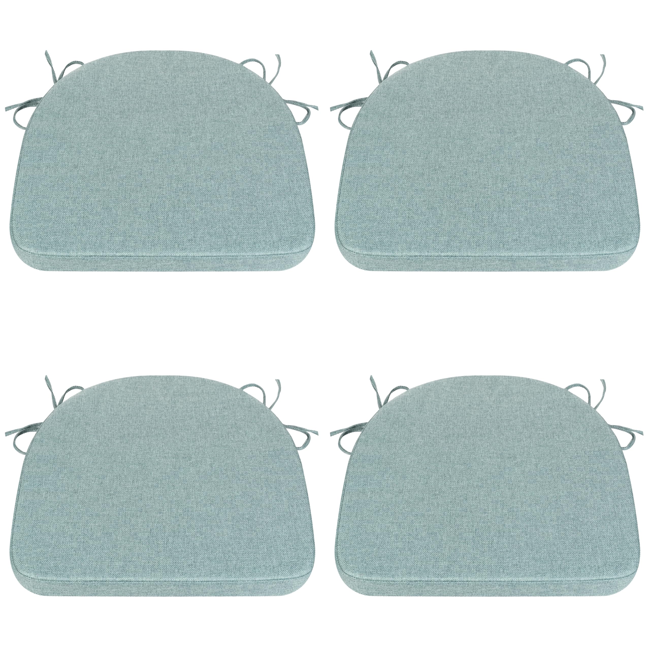 Comfortable Chair Cushions - 44x43x5cm Thick Foam Padding with Removable Cover and Secure Ties - Durable Seat Pad for Indoor/Outdoor Home, Patio, Garden - Portuguese Premium Fabric (Sky, Pack of 4)