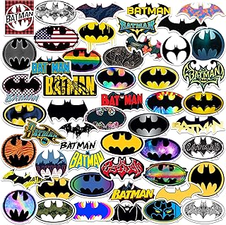 Batman - Logo 50CT Sticker Pack Large Deluxe Stickers Variety Pack - Laptop, Water Bottle, Scrapbooking, Tablet, Skateboard, Indoor/Outdoor - Set of 50