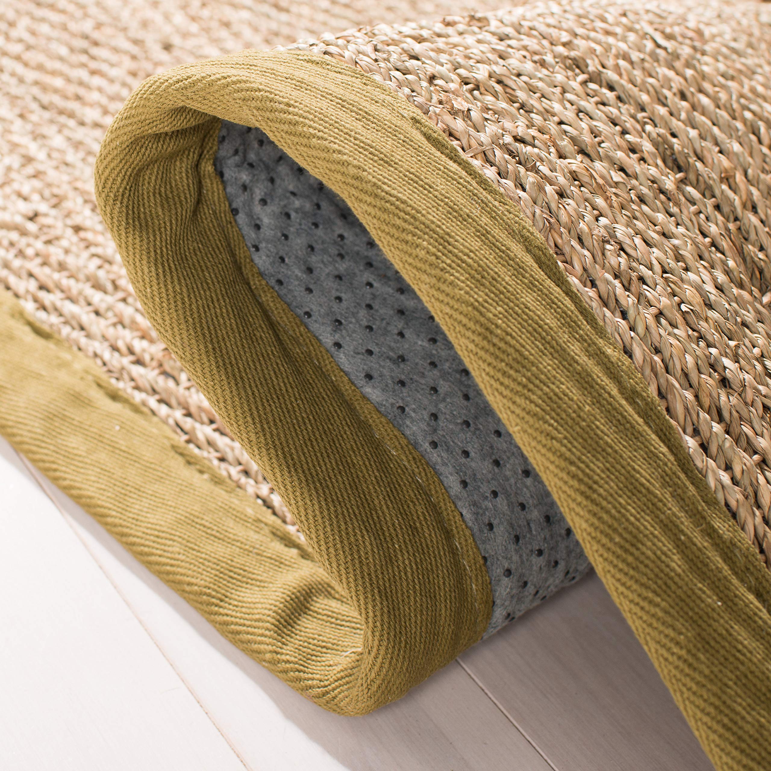 SAFAVIEH Tapis en Fibres Naturelles Salon, Salle à manger, Chambre à coucher - Natural Fiber Collection, Tapis à poil court, Naturel et Olive, 122 X 183 cm