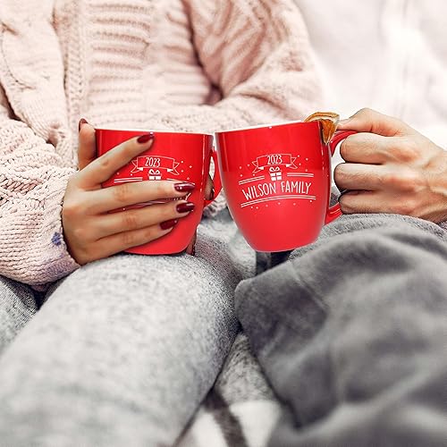 Miniatura 4 de Taza de café y chocolate caliente personalizada de 16 onzas para reuniones familiares, compañeros de trabajo, fiesta de oficina (rojo)