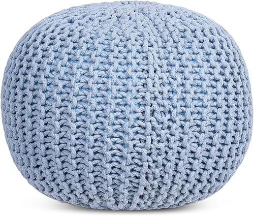 Miniatura 87 de BIRDROCK HOME Puf otomano redondo | Taburete redondo trenzado de algodón | Dormitorio y sala de estar Poof | Otomana bohemia verde salvia | Puf
