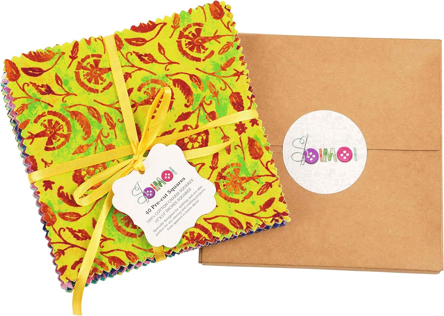 Soimoi Batik Print Precut 10-inch Cotton Fabric Quilting Squares Charm Pack DIY Patchwork Sewing Craft