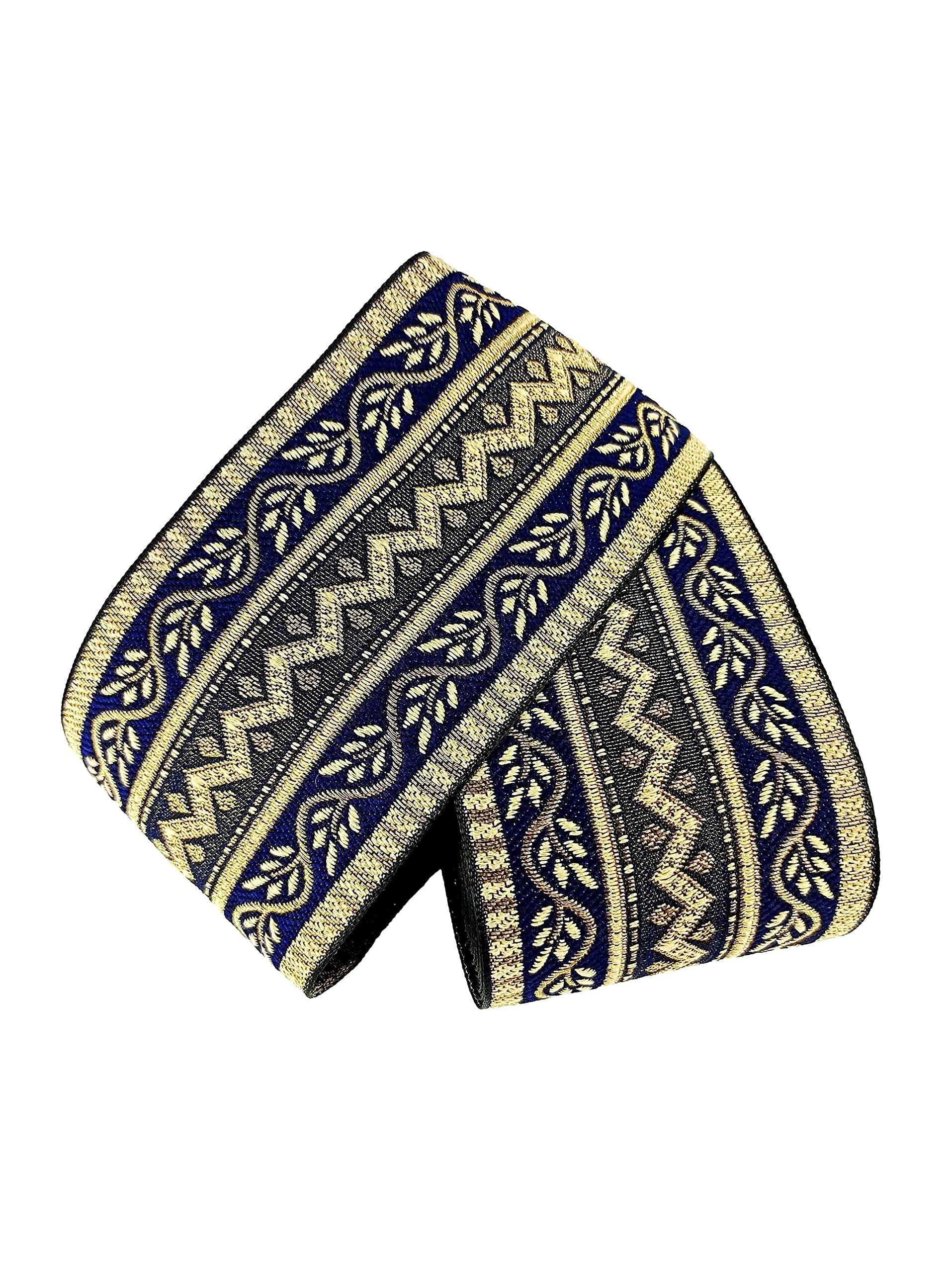 Borde de encaje para carrete de cataratas de sari, tejido jacquard, diseño pesado, trabajo para sari, Kurti, vestidos, bandhani, lehenga, cinta decorativa (2.95 pulgadas de ancho) (6 metros,