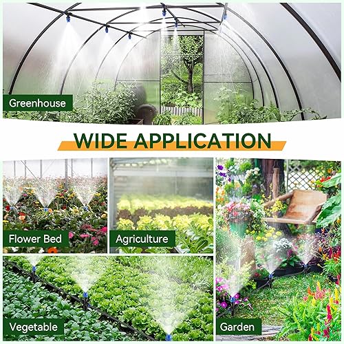 Miniatura 6 de Meonum Sistema de riego de jardín de 65 pies, kit de riego por goteo de conector rápido, kit de sistema de nebulización de plantas colgantes para