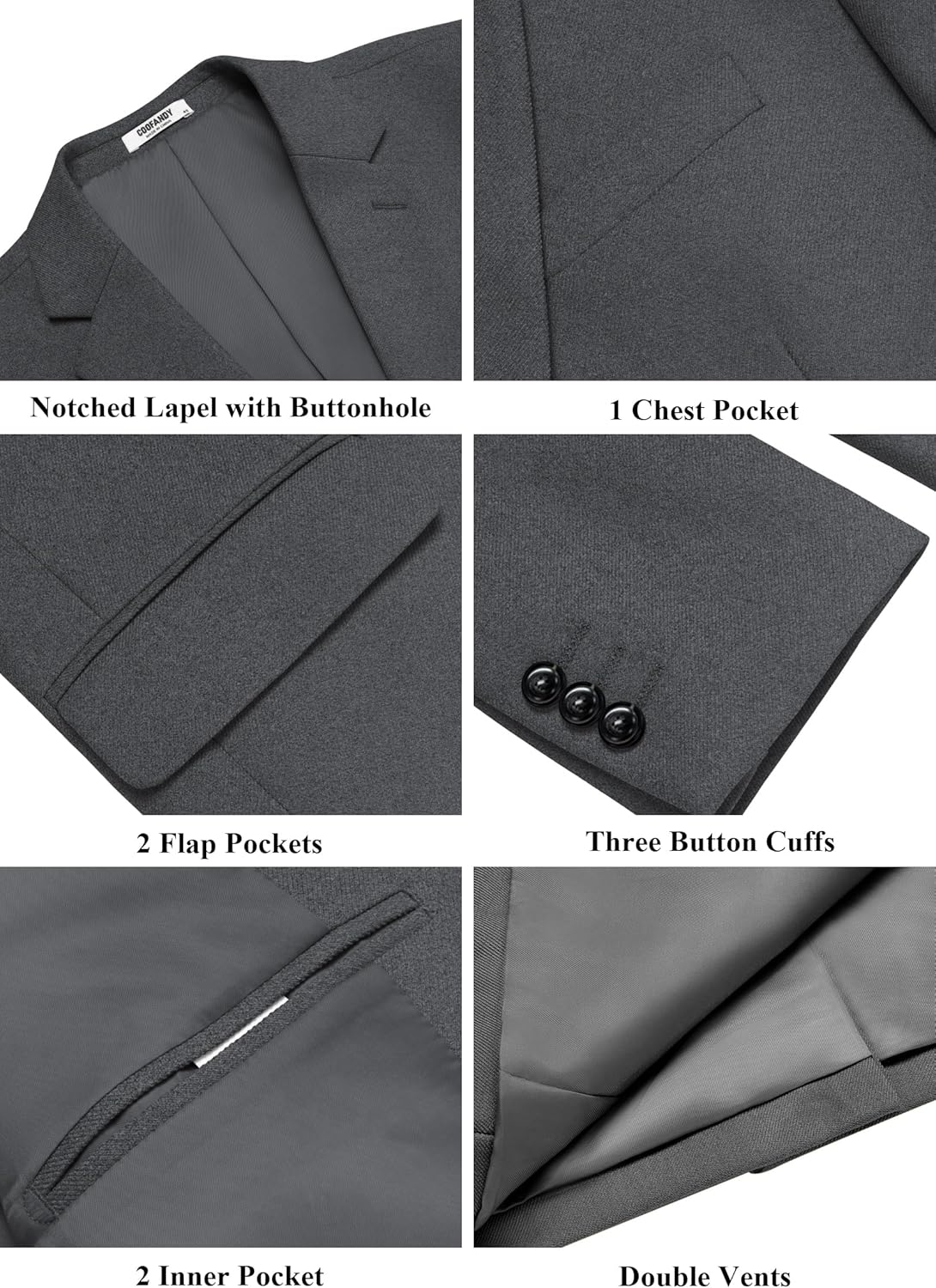 COOFANDY Men's Casual Blazer Slim Fit Two Button Lightweight Sport Coats Business Suit Jacket - Image 5