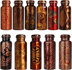 Garrafa de água de cobre - 850 g grande - Recipiente de cobre puro ayurvédico para beber - beba mais água, reduza a ingestão de açúcar e aproveite os benefícios para a saúde imediatamente