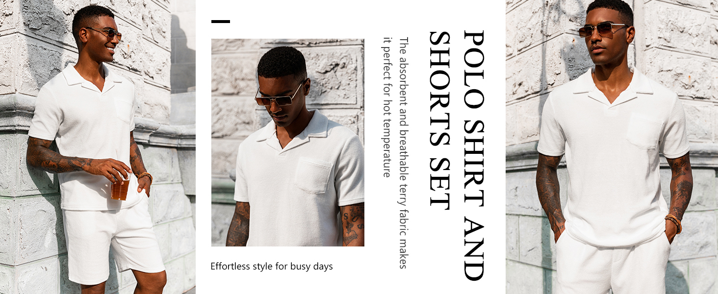 Amazon.com: URRU Men's Polo Shirt and Shorts Set Summer Outfits