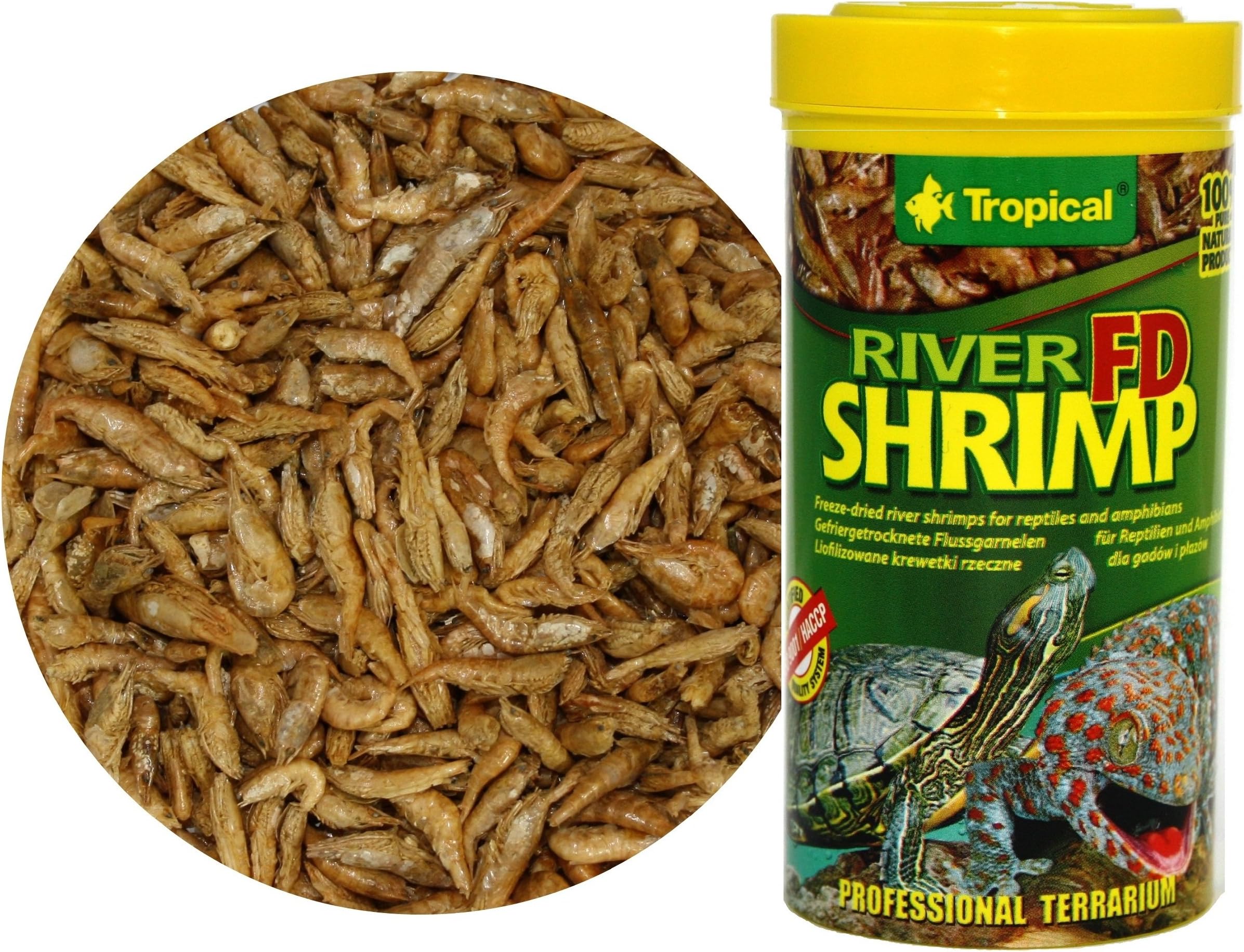 River Shrimp - Dried food for Aquatic Turtles Terrapins, Reptiles and Amphibians - 250ml (100ml Tub)