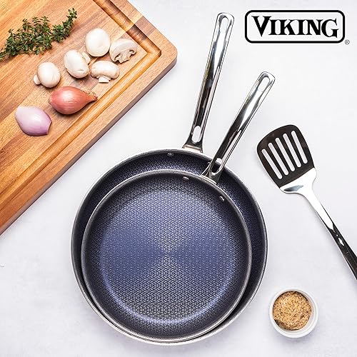 Miniatura 7 de Viking Sartén antiadherente de 3 capas, 8 pulgadas Hybrid Plus utensilios de cocina de acero inoxidable, color plateado