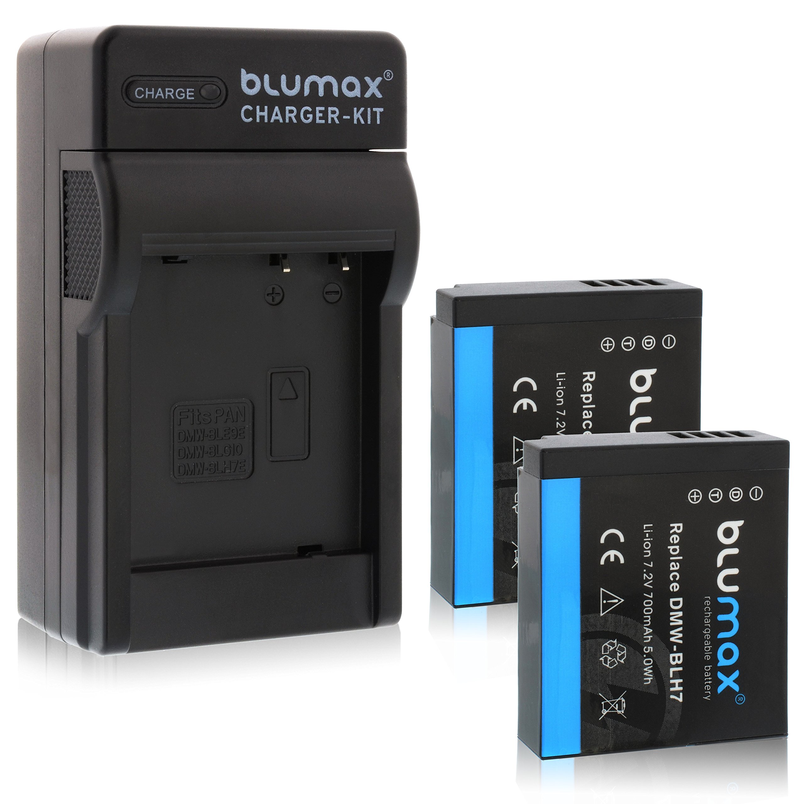 Blumax 2x Akku + Ladegerät Für Panasonic Lumix DMC-GM1, GM5, GF7 – 700 MAh, 7,2 V, Ersetzt DMW-BLH7, Mit Auto-Adapter