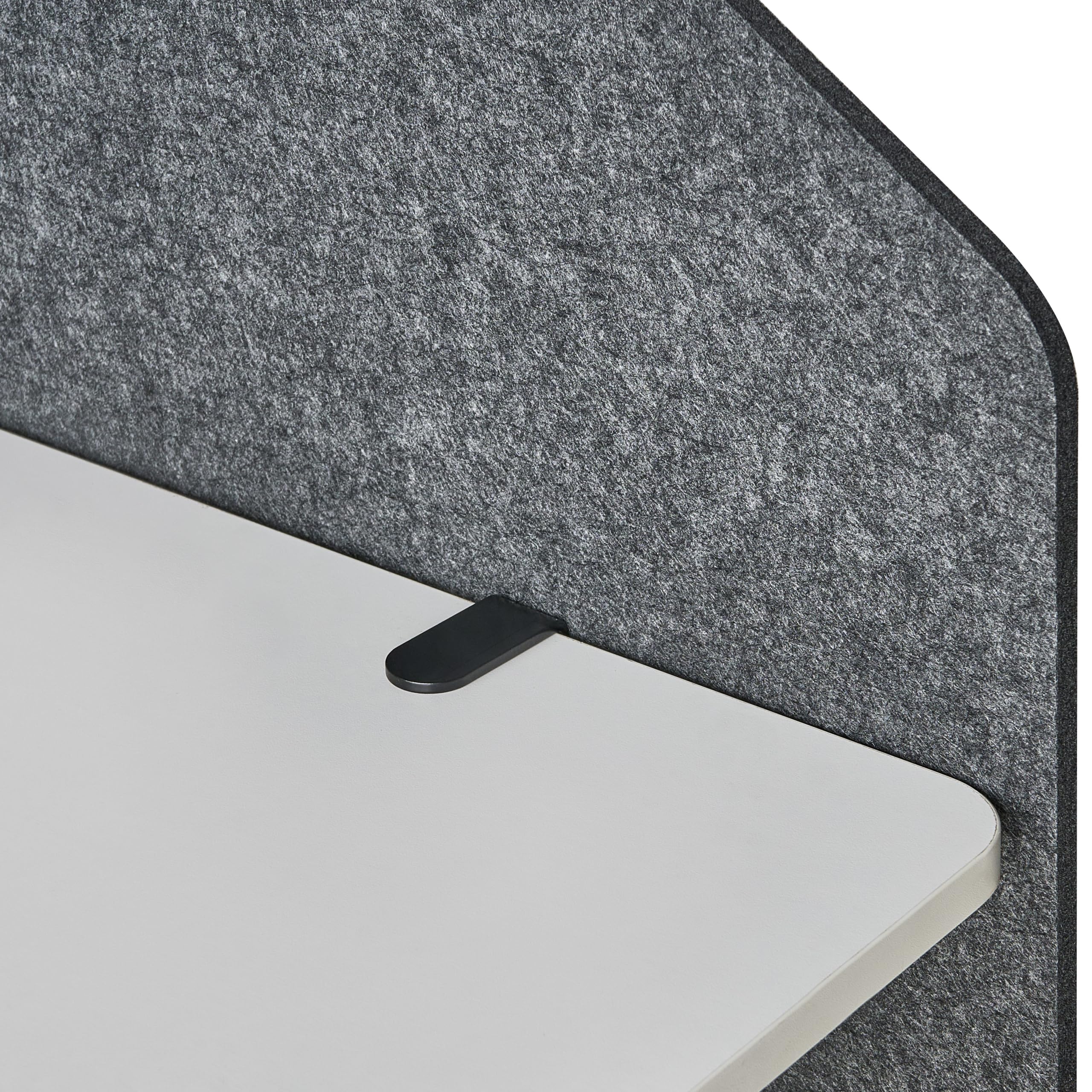 Beliani Schreibtisch Trennwand L-Form Filz Akustik Polster dunkelgrau 120 x 60 x 50 cm zum Klemmen Foldy